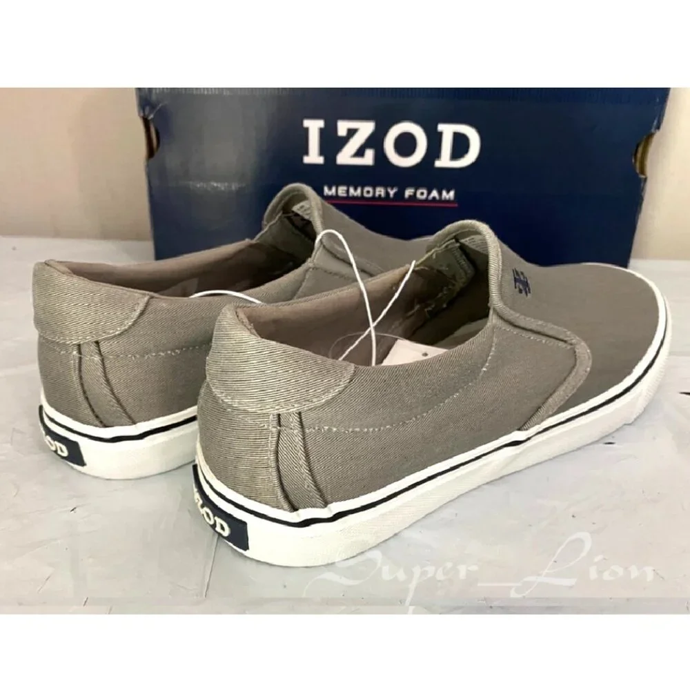 Izod Taupe Slip-On Canvas Loafers with White Sole